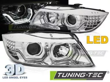 Faruri ANGEL EYES LED 3D CHROME Tuning-Tec pentru BMW E90/E91 05-08 - LPBMK7