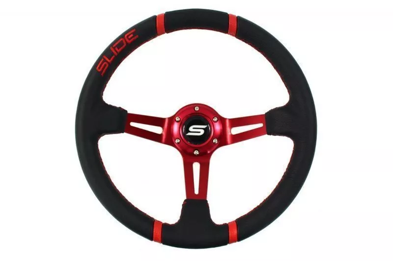 Steering wheel SLIDE 350mm offset:90mm Leather Red - PP-KR-045 - Interior