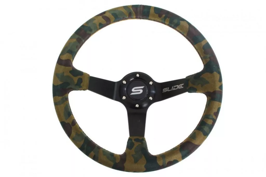Steering wheel SLIDE 350mm offset:80mm Suede Camo - PP-KR-058 - Interior