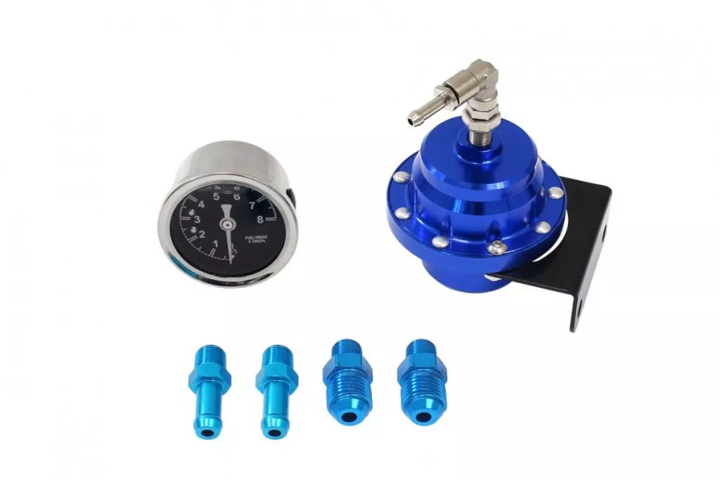 Fuel pressure regulator TurboWorks AN6 with gauge BLUE - CN-FP-026 - Fuel system