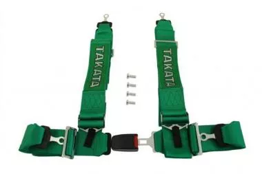 Racing seat belts 4p 3" Green - Takata Replica - JB-PA-035