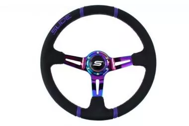 Steering wheel SLIDE 350mm offset:90mm Leather NeoChrome PP-KR-043