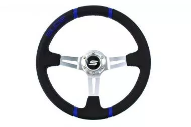 Steering wheel SLIDE 350mm offset:90mm Suede Blue - PP-KR-048