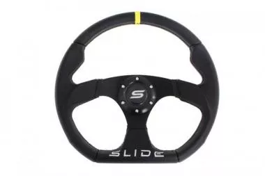 Steering wheel SLIDE 350mm offset:25mm Leather Yellow - PP-KR-053