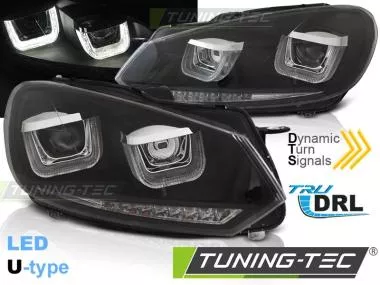 Faruri U-LED LIGHT DRL BLACK Tuning-Tec pentru VW GOLF 6 08-12 - LPVWR5