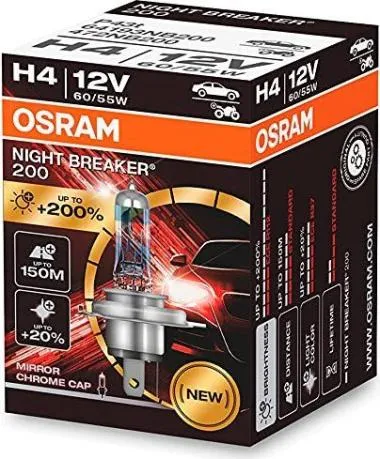 Bec cu halogen Osram H4 12V 60/55W P43t NIGHT BREAKER 200 /1 buc - O-64193NB200