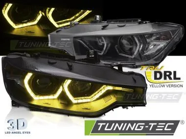 Faruri ANGEL EYES YELLOW LED DRL BLACK pentru BMW F30/F31 11-15 - LPBMR2