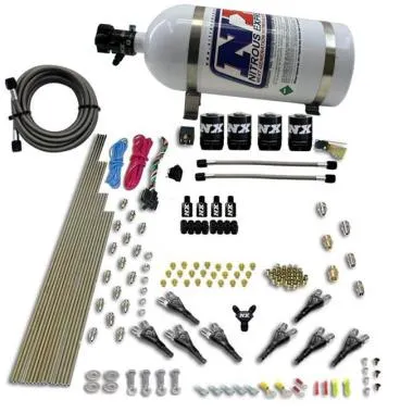 Port direct Shark cu 8 cilindri 4 solenoizi cu sticla de 10 lb (jet de 200-500 CP) Nitrous Express  - USA-NX-90006-10