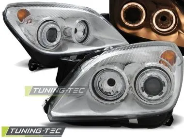 Faruri pentru Opel Astra H 03.04-09 Angel Eyes Chrome Tuning-Tec - LPOP71