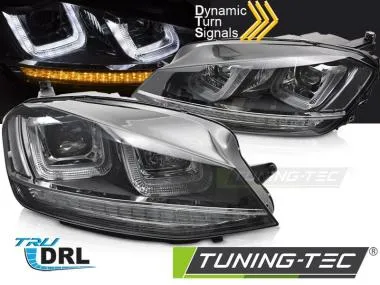 Faruri LIGHT SEQ BLACK WITH CHROME LINE pentru VW GOLF 7 13-17 - LPVWV5