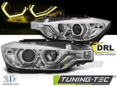 Faruri ANGEL EYES YELLOW LED DRL CHROME pentru BMW F30/F31 11-15 - LPBMR1