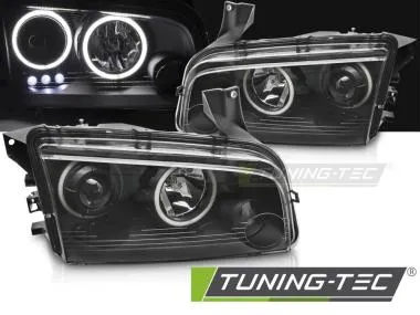 Faruri cu Angel Eyes CCFL Negru pentru Dodge Charger LX 06-1 Tuning-Tec - LPDO12