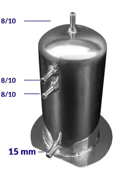 Rezervor de acumulare (rezervor de turbulență) 2.5L,  racorduri 8mm/15mm - TNKFMIC-ST-2.5-D