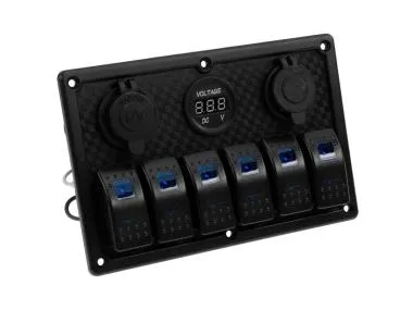 Panou de control cu 6 comutatoare LED 12V și voltmetru - JRSPEC-EL-11