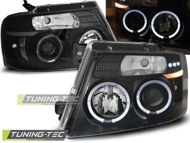 Faruri Angel Eyes Negru pentru Ford F150 11 04-08 Tuning-Tec - LPFO40