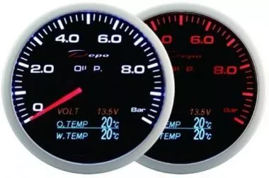 Ceas indicator presiune-temperatura ulei,  Volt,  temp. apa Depo Racing - DP-ZE-042