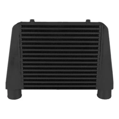 Intercooler frontal FMIC.EU 330x280x76 mm,  intrare/iesire sus,  negru - IC33028076-UP-BLACK